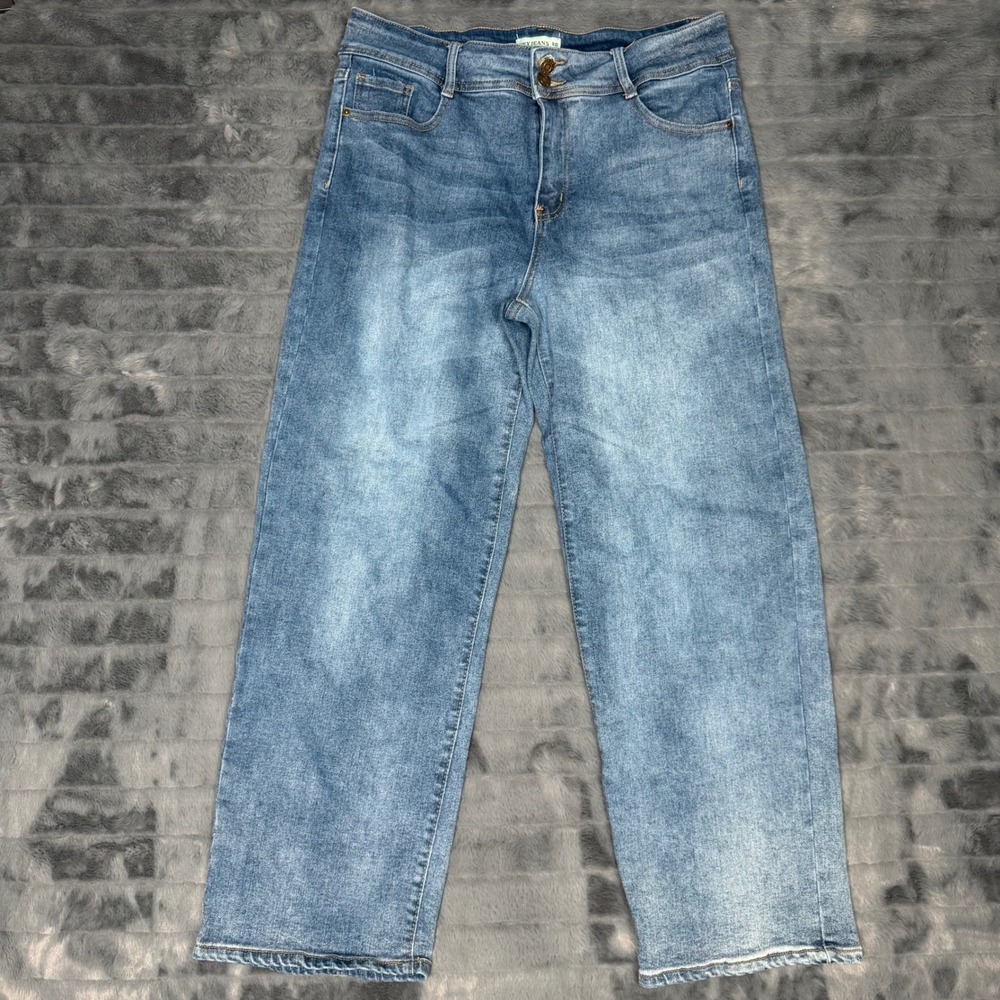 Sky Jeans Original Denim Wide Leg High Rise Medium Wash Blue Jeans Size 17